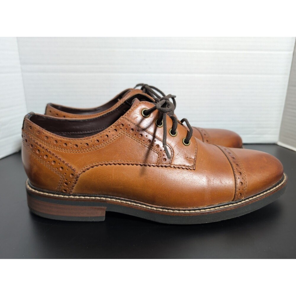NUNN BUSH DRESS OXFORD BROWN LEATHER LACE UP  CAP TOE SHOES MENS SIZE 8M EUC